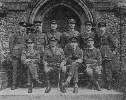 Major J. H. B. Hesse (bottom left), with a band of officers at St. Peter's, Croydon